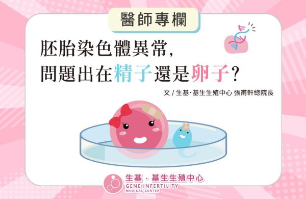 【醫師專欄】胚胎染色體異常，問題出在精子還是卵子？